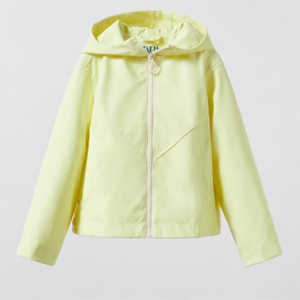 Zara Girls Yellow Waterproof Rubberized Rain Jacket 11-12yrs